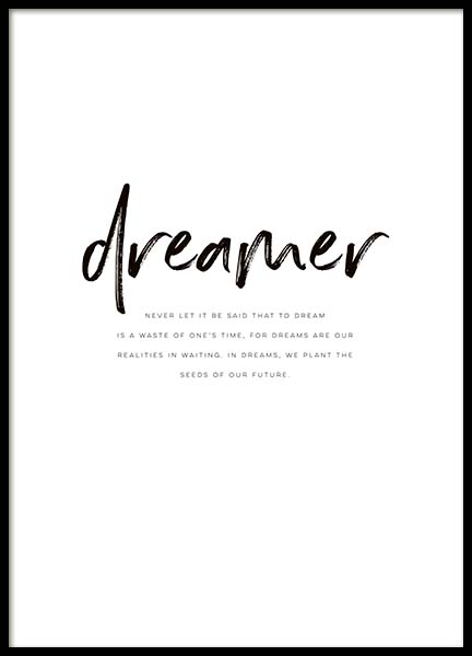 Dreamer Quote Poster in der Gruppe Poster / Typografie Poster bei Desenio AB (10364)
