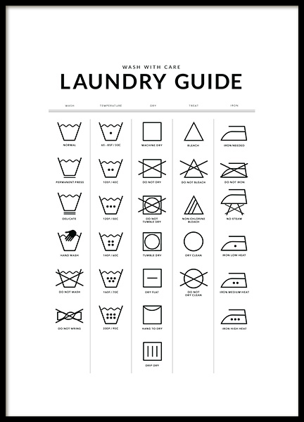 Laundry Guide Poster in de groep Posters / Posters met tekst bij Desenio AB (12372)
