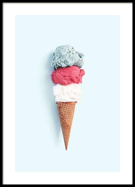 Tricolore Ice Cream Affiche dans le groupe Affiches / Affiches cuisine chez Desenio AB (12837)