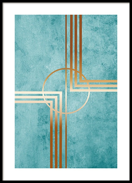 Teal and Gold Poster in de groep Posters / Goud en zilver bij Desenio AB (13780)