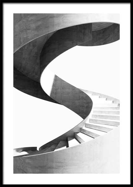 Black and White Spiral Staircase Poster in de groep Posters / Fotokunst / Architectuur bij Desenio AB (14928)