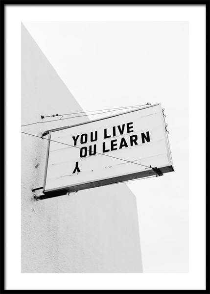 You Live You Learn Affiche dans le groupe Affiches / Photographie / Photos en noir et blanc chez Desenio AB (14934)