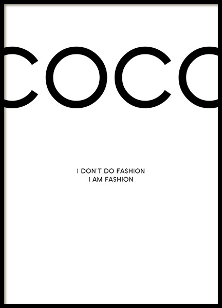 Affiche avec Chanel. Affiche avec citation de Coco Chanel en ligne. 
