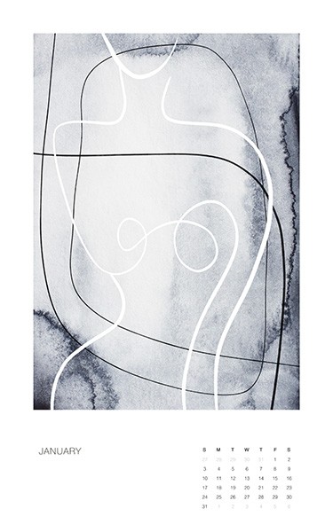  – Wandkalender met 12 abstracte illustraties voor elke maand van het jaar