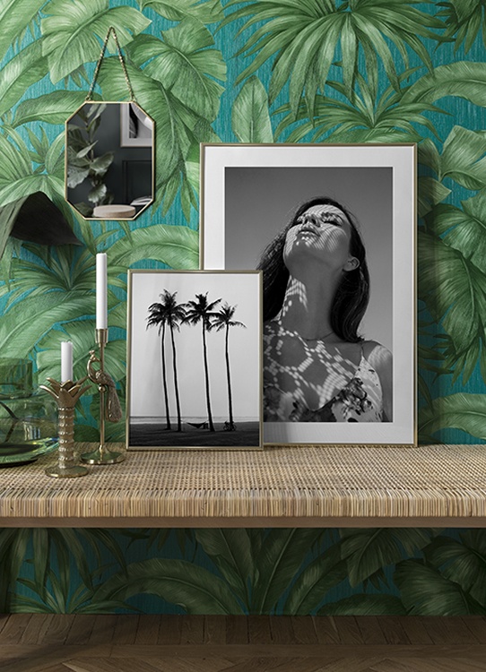  – Zwart wit foto van palmbomen op een strand