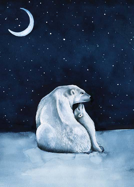 Polar Bear Night Sky Poster / Kinderposters bij Desenio AB (10275)