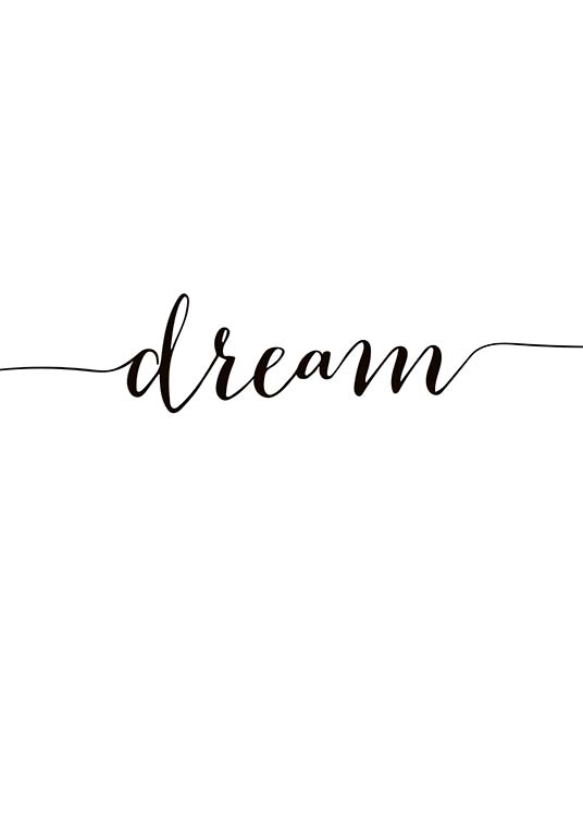  – Typografieposter mit dem Wort „Dream“ in Schwarz auf einem weißen Hintergrund