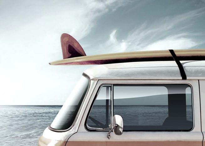 Surfers Van Orange Affiche