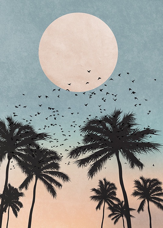 Palm Tree Sunrise Poster / Grafische Kunst bei Desenio AB (10934)