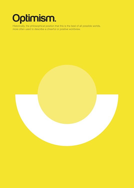  – Poster d'écriture avec la définition de l'optimism et du graphisme aux tons jaunes