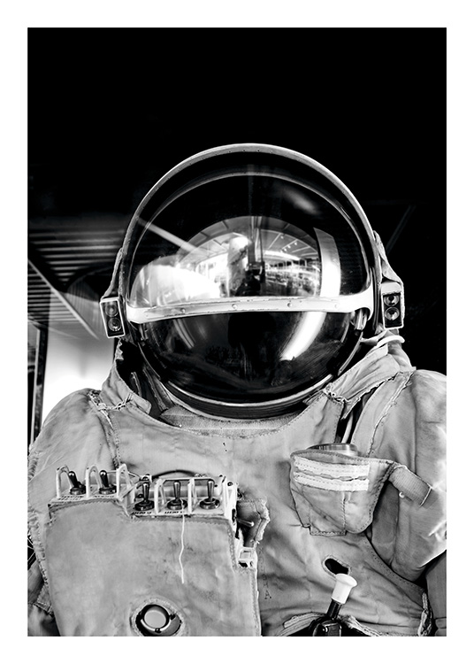 Black and White Astronaut Affiche
