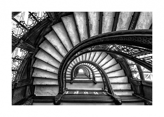 Circular Staircase Affiche / Noir et blanc chez Desenio AB (11270)