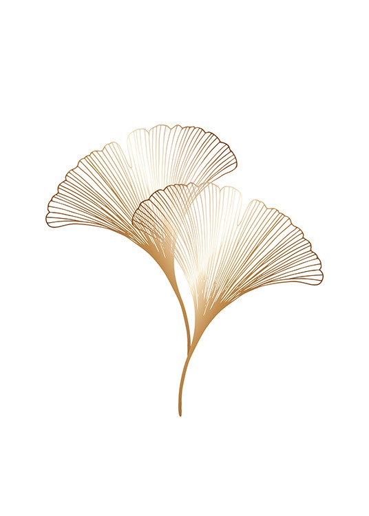  – Illustration graphique avec des feuilles de ginkgo dorées sur un fond blanc