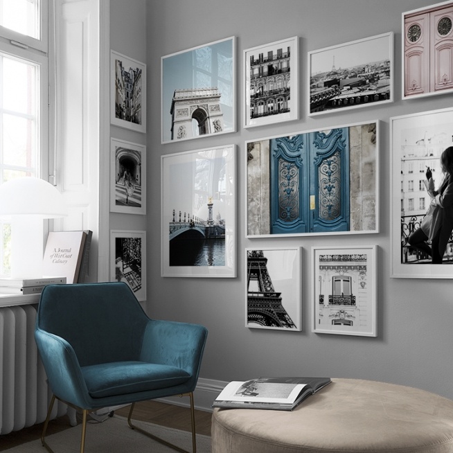  – Schwarz-weiß-Fotografie mit der Nahaufnahme des Eiffelturms in Paris