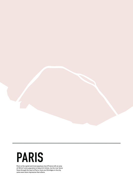 Graphic Map Paris Poster / Kaarten en steden bij Desenio AB (11934)