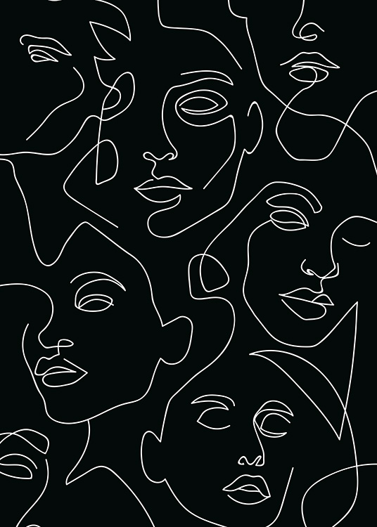 The People Line Art Affiche