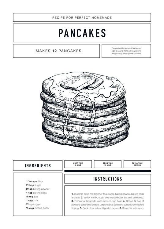Pancake Recipe Affiche / Affiche citation chez Desenio AB (12671)
