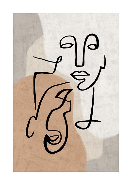 Abstract Line Art No3 Poster - Abstraktes Gesicht aus Linien - desenio.be