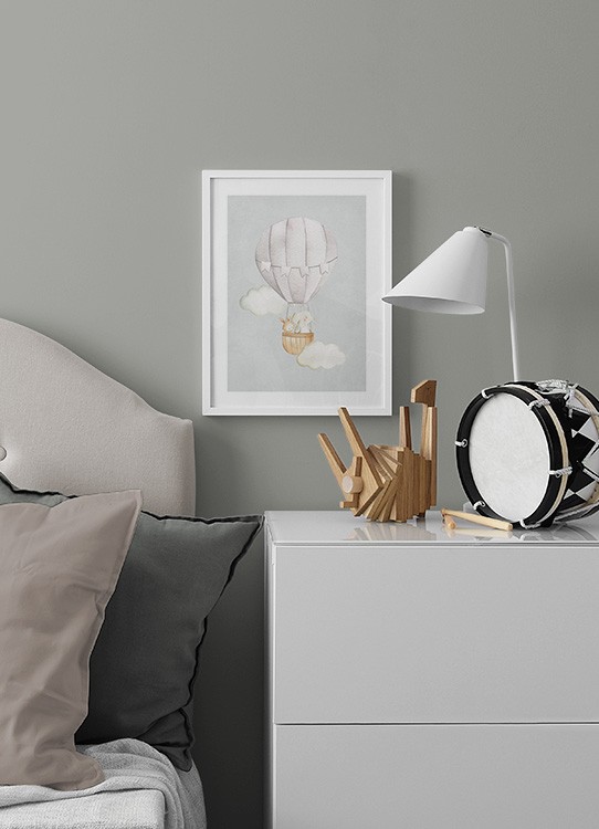 Hot Air Balloon No1 Poster / Cartoon dieren bij Desenio AB (13715)