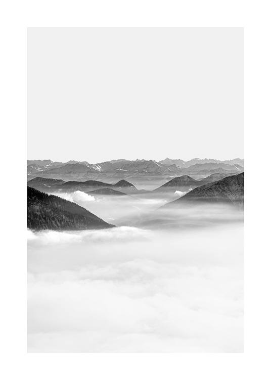 Black and White Alps Affiche