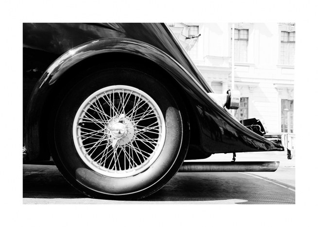 B&W Vintage Car Affiche