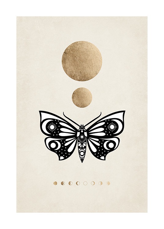 Moon Phases Moth Poster