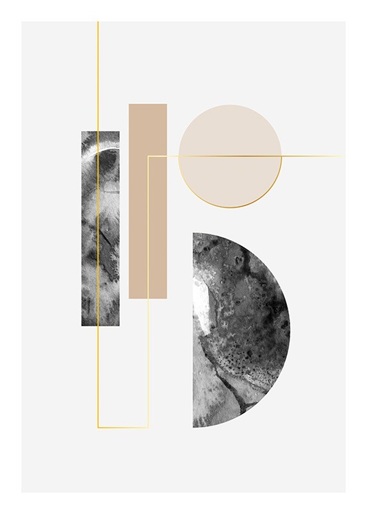 Geometrics and Golden Lines Poster