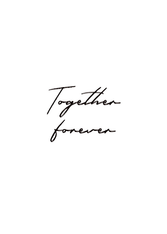  – Texte « Together forever » écrit dans un style manuscrit noir sur un fond blanc