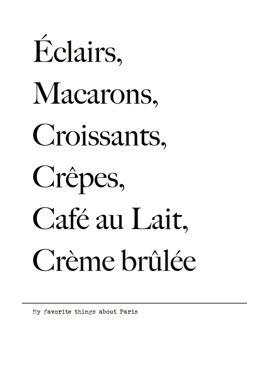 Favorite Things About Paris Affiche