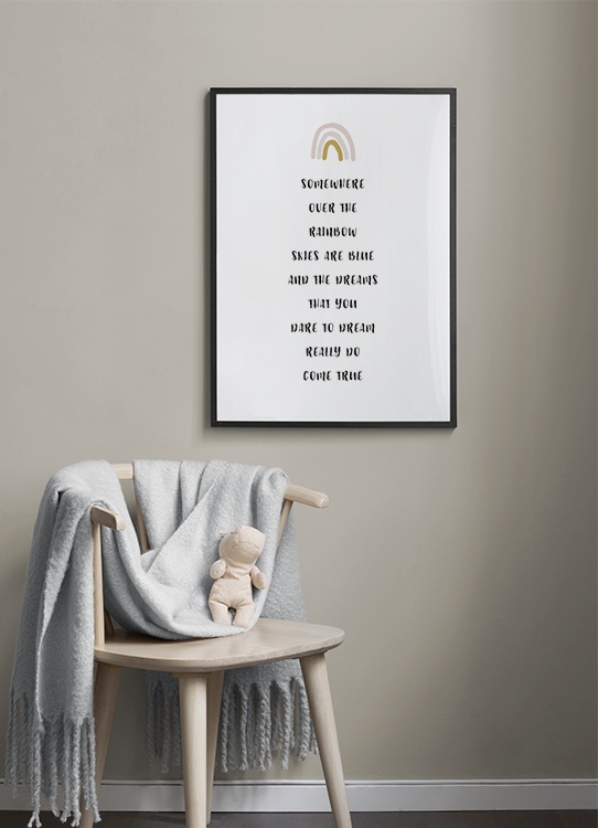  – Tekstposter met een citaat over dromen en een regenboog aan de bovenkant