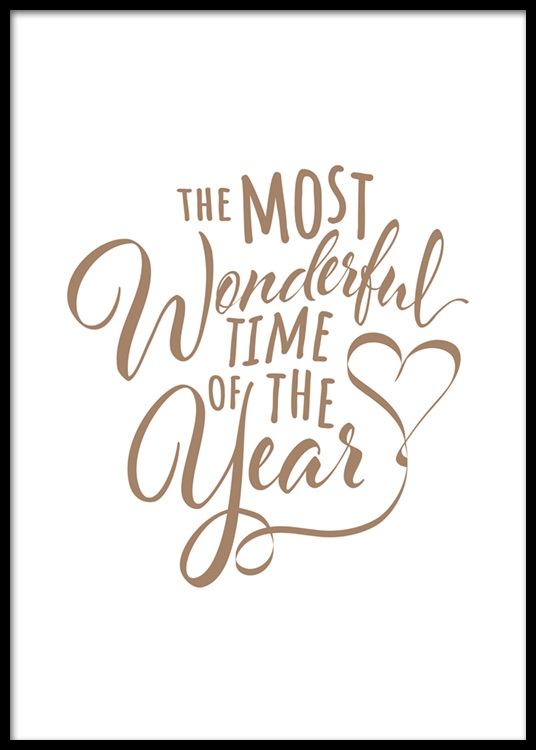  – Texte « The most wonderful time of the year » dans une police marron sur un fond blanc