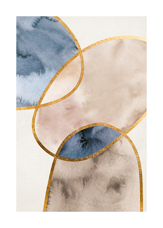 Gold and Aquarelle No2 Poster