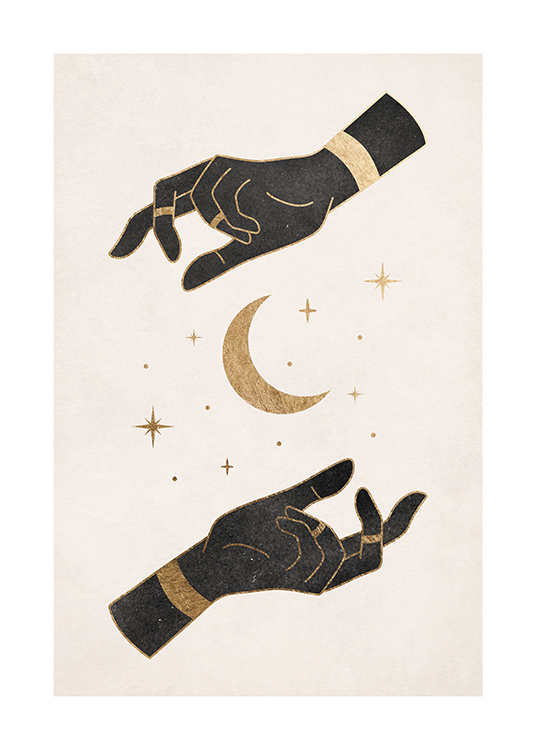  – Affiche d’un croissant de lune au centre de deux mains