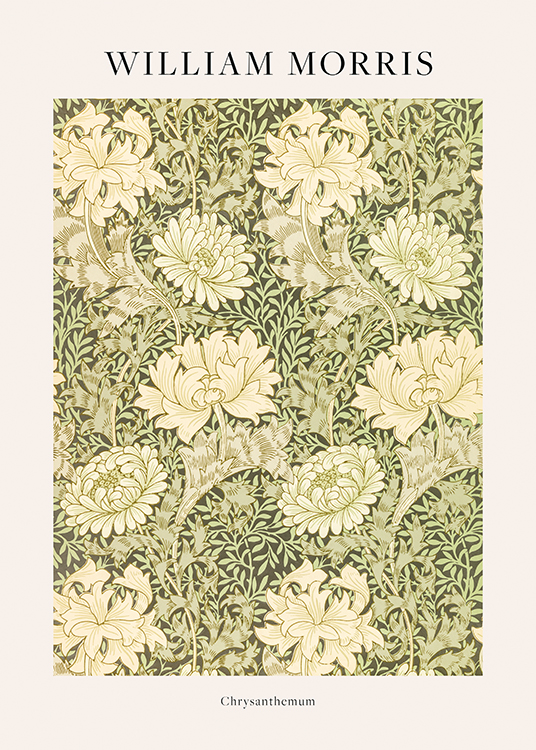  – Illustration de motifs floraux avec des chrysanthèmes et des feuilles en vert