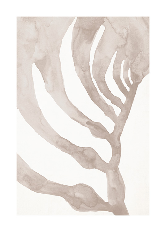 – Aquarellillustration einer beigen Algen auf beigem Hintergrund