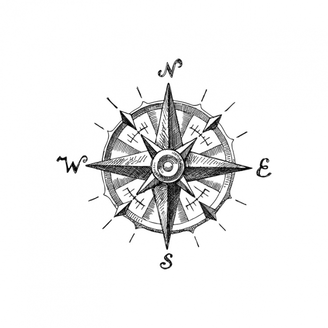 Compass B&W Poster / Schwarz-Weiß bei Desenio AB (2311)