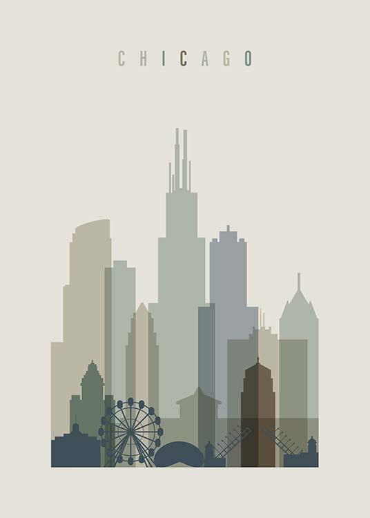 Chicago Skyline Affiche
