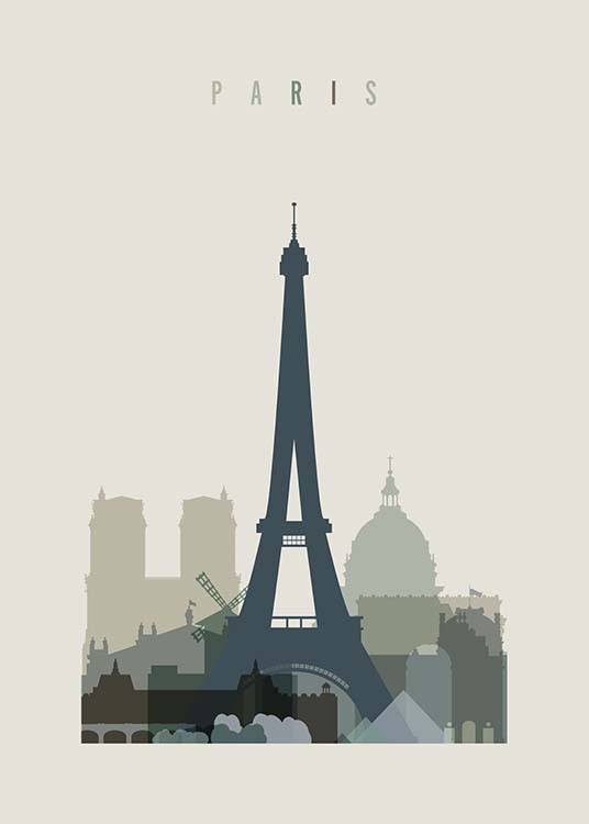 Paris Skyline Affiche