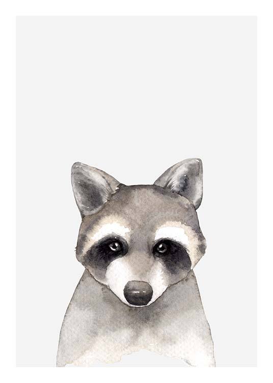 Aquarelle Raccoon Poster / Kinderposters bij Desenio AB (3367)