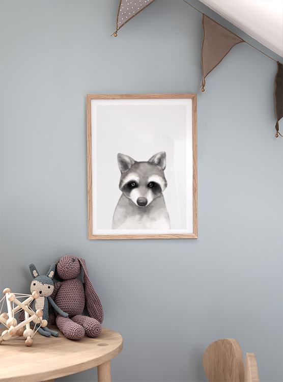 Aquarelle Raccoon Poster / Kinder bei Desenio AB (3367)