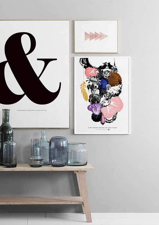  – Zwart wit typografie poster met een groot &-teken en tekst eronder