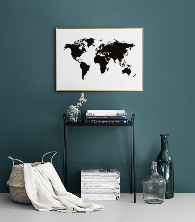 Atlas Mondial, Poster N&B / Noir et blanc chez Desenio AB (7314)