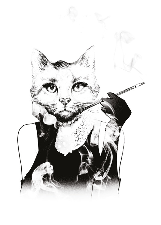 Hepburn Kitty, Poster / Zwart wit bij Desenio AB (7720)