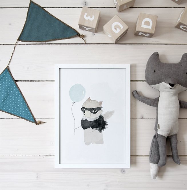 Mr Raccoon Blue, Prints  / Kinderposters bij Desenio AB (7778)