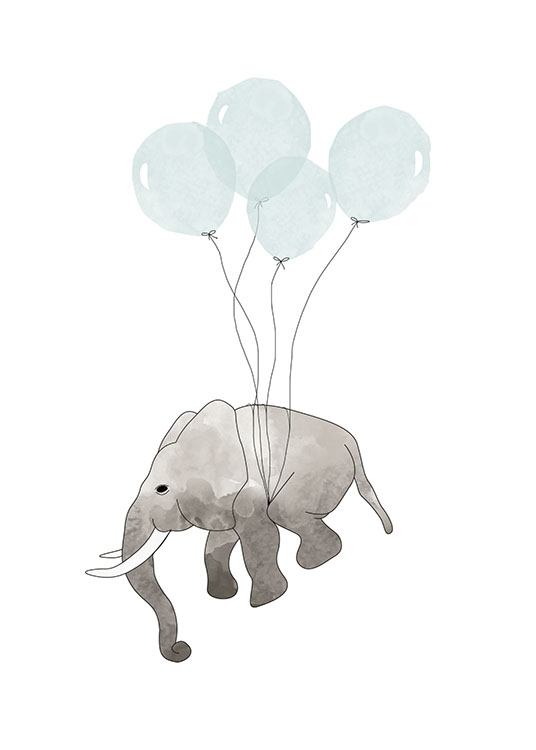 Elephant Blue, Poster  / Kinder bei Desenio AB (7781)