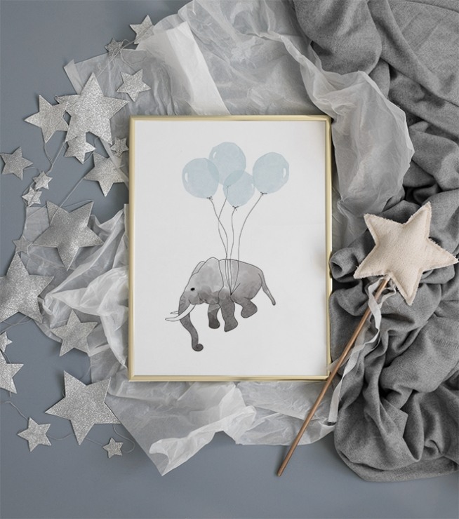 Elephant Blue, Poster  / Kinder bei Desenio AB (7781)