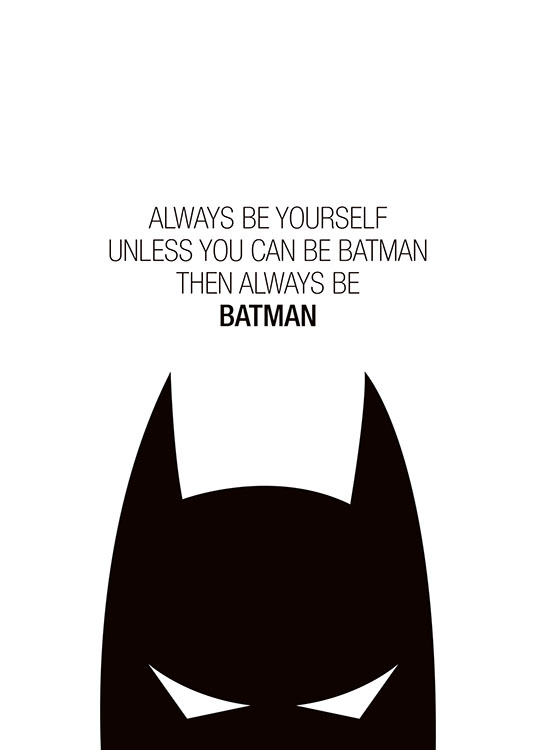 – Grafische illustratie in zwart wit met Batman en een Batman-quote