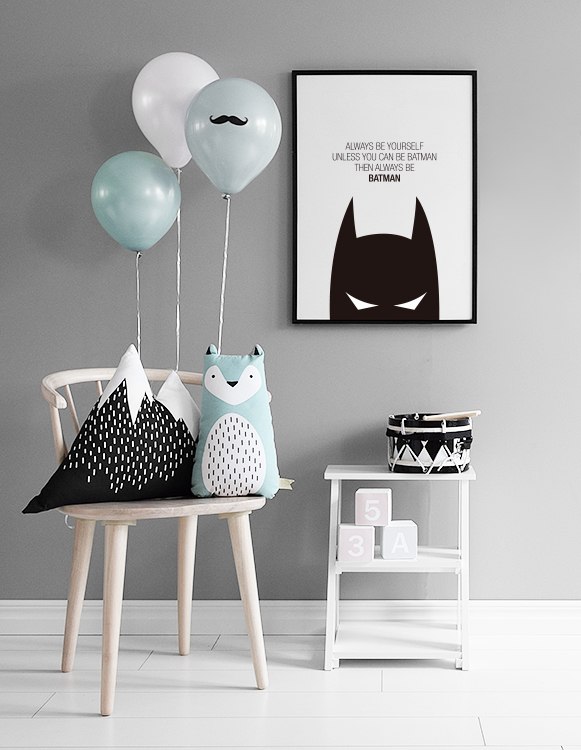  – Grafische illustratie in zwart wit met Batman en een Batman-quote