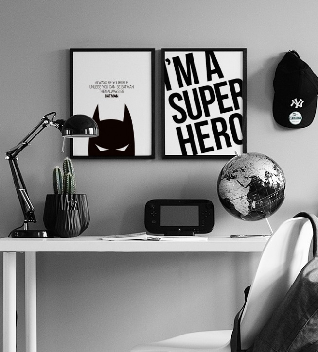  – Grafische illustratie in zwart wit met Batman en een Batman-quote