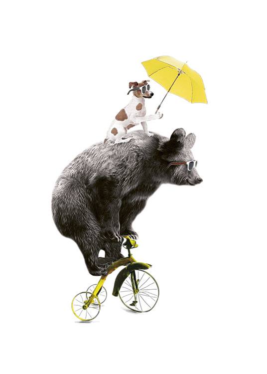 Bear On Yellow Bike, Poster / Kinder bei Desenio AB (7830)